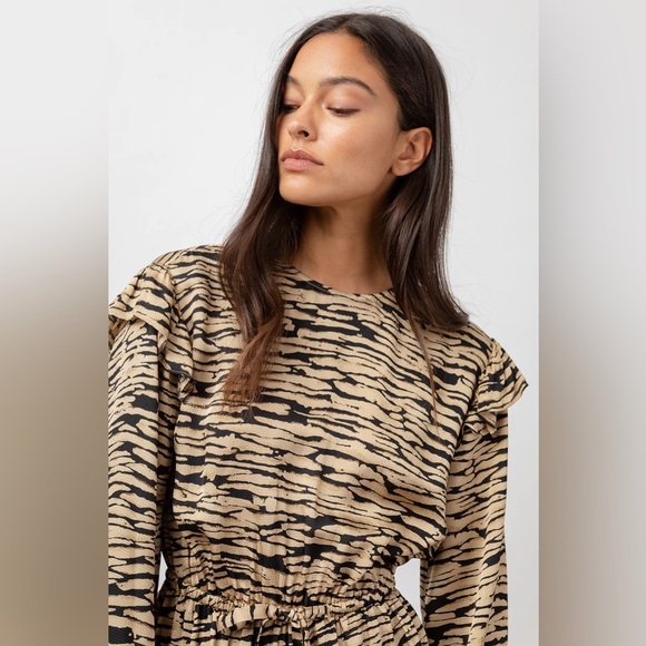 NEW Rails Ora Abstract Tiger Print Mini Dress Lightweight Ruffle Women’s Size S - Picture 2 of 16